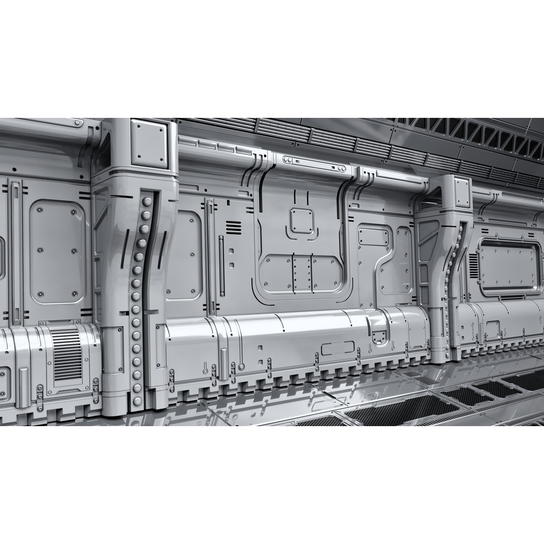 Sci-Fi Wall Panels 3D Model – Unique Hard-Surface Props, FBX, OBJ - View 20