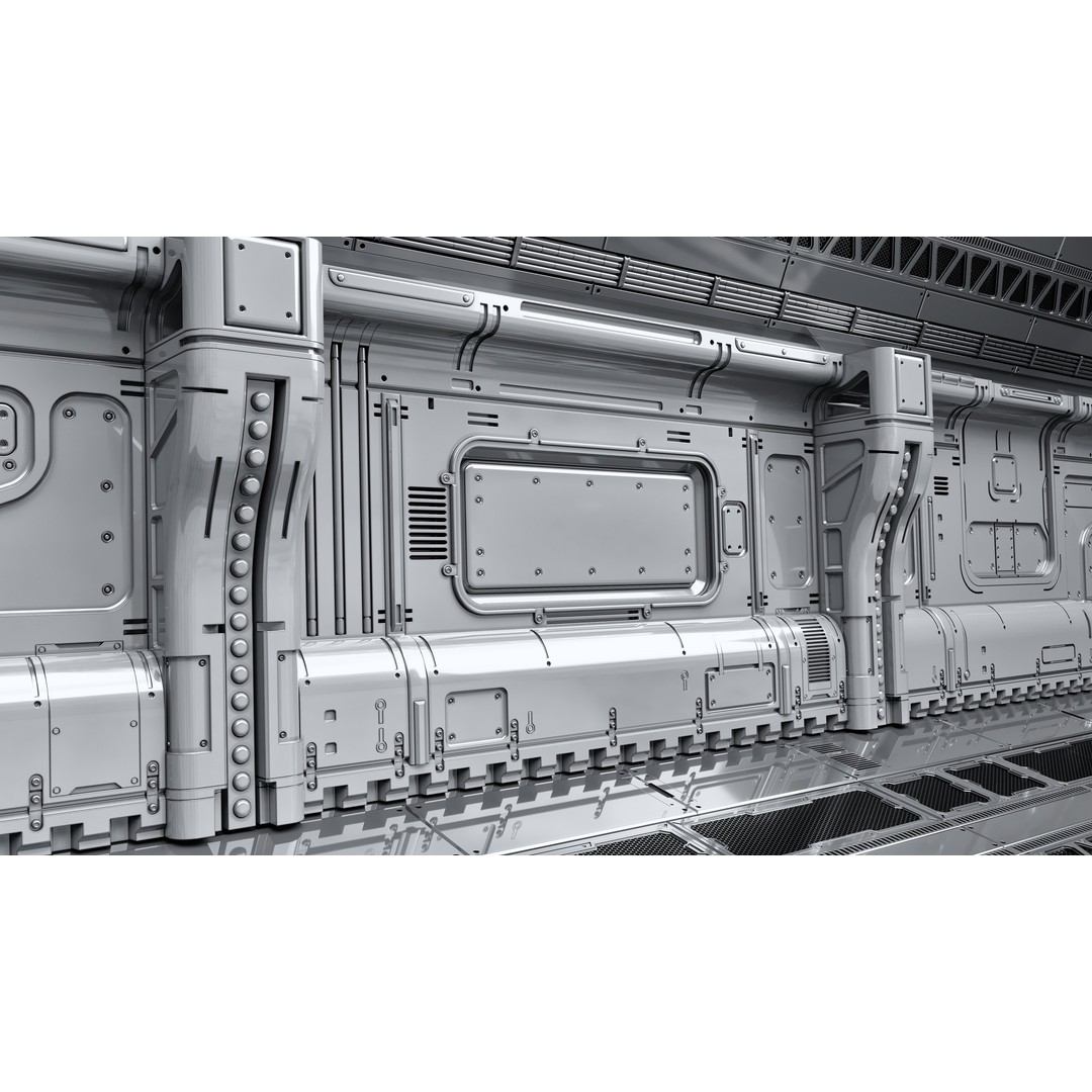 Sci-Fi Wall Panels 3D Model – Unique Hard-Surface Props, FBX, OBJ - View 22