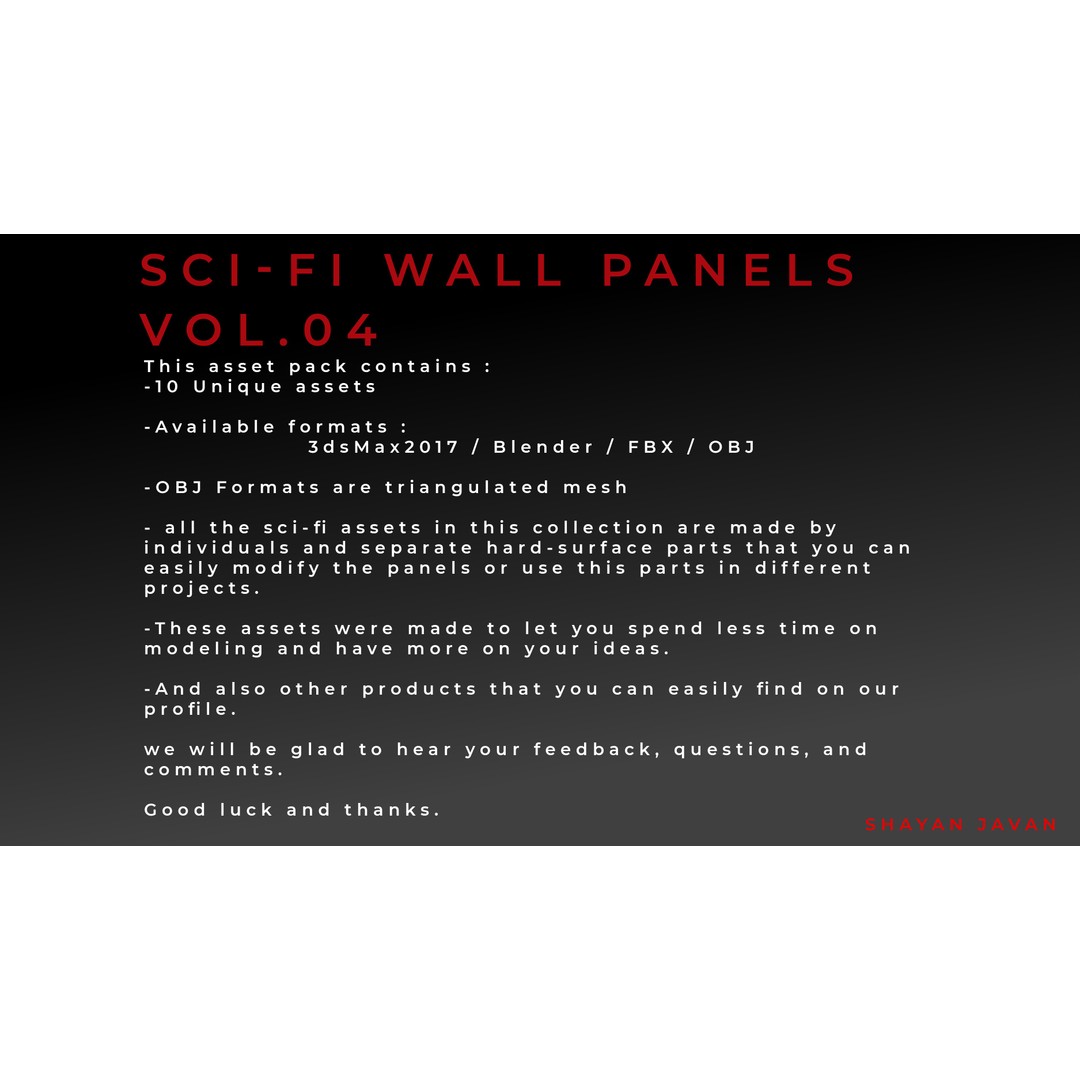 Sci-Fi Wall Panels 3D Model – Unique Hard-Surface Props, FBX, OBJ - View 23