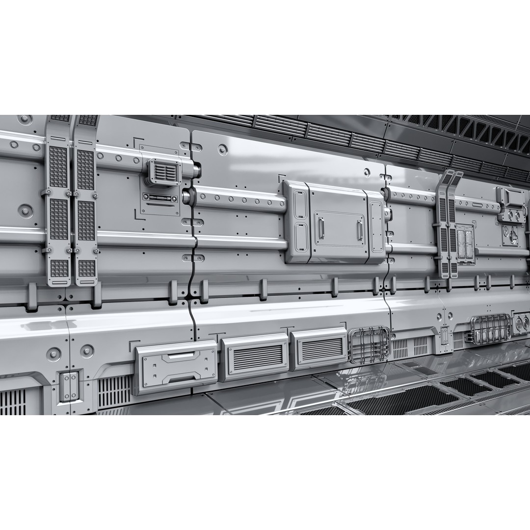 Sci-Fi Wall Panels 3D Model – Unique Hard-Surface Props, FBX, OBJ - View 6