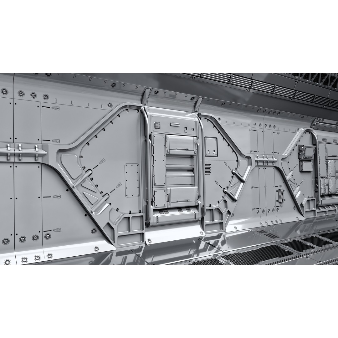Sci-Fi Wall Panels 3D Model – Unique Hard-Surface Props, FBX, OBJ - View 8
