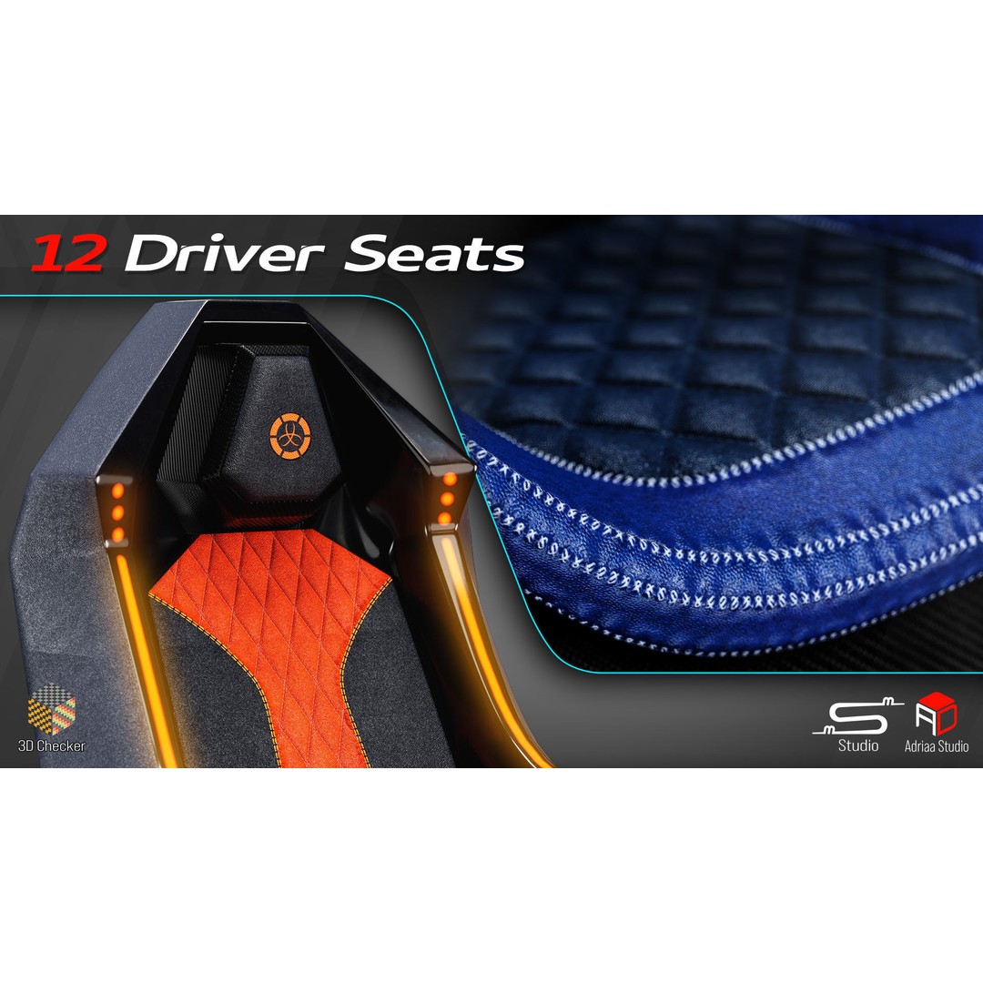 Driver Seats 3D Model – Low Poly Racing Seats with PBR Textures