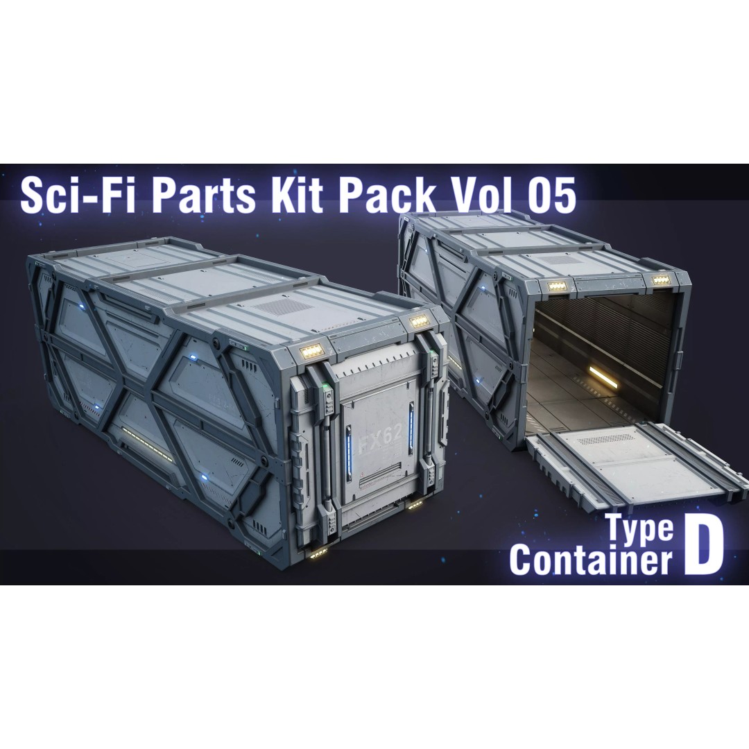 Sci-Fi Container Type D 3D Model – Low Poly PBR Asset, FBX/Blender - View 2