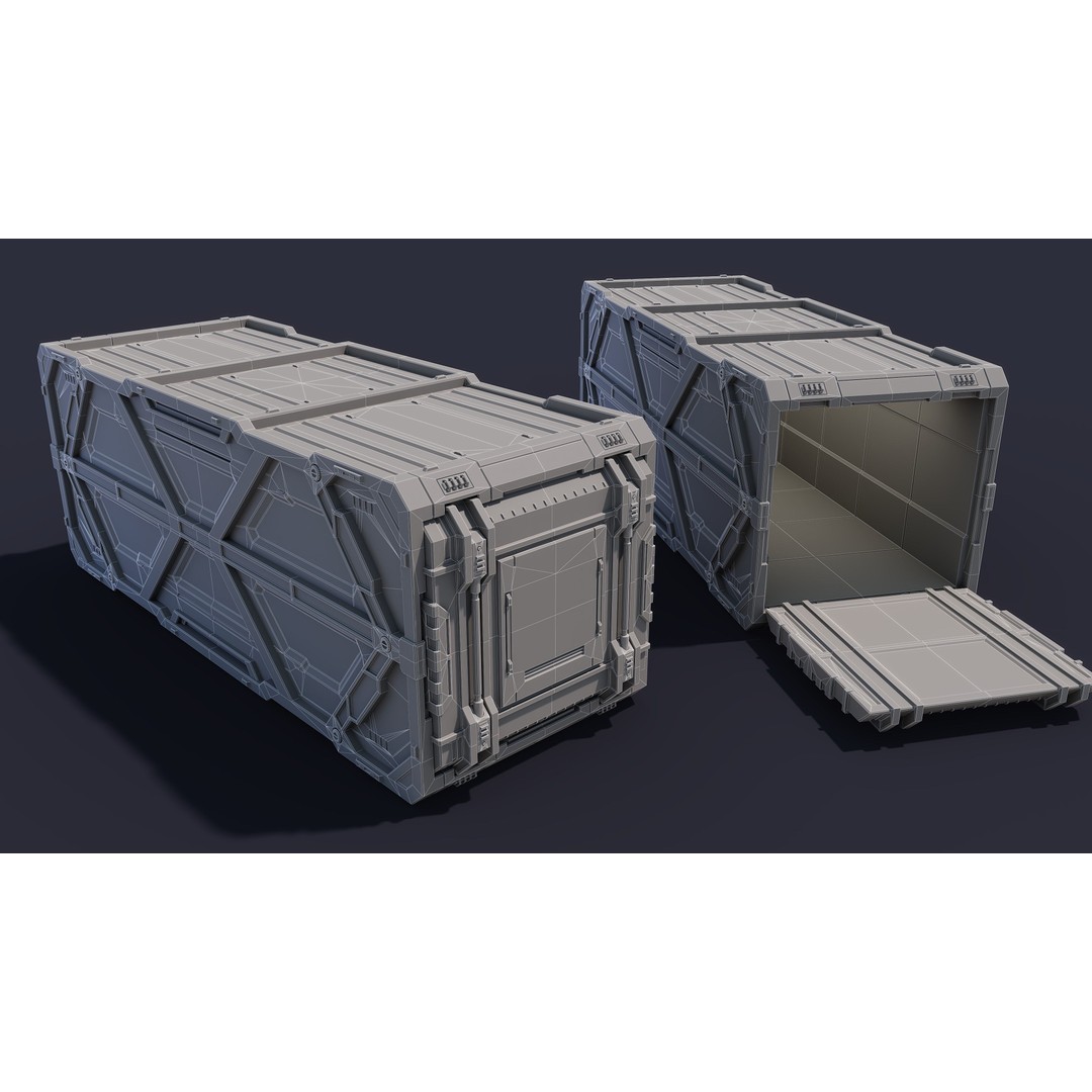 Sci-Fi Container Type D 3D Model – Low Poly PBR Asset, FBX/Blender - View 5