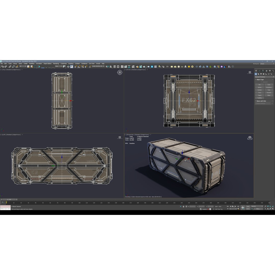Sci-Fi Container Type D 3D Model – Low Poly PBR Asset, FBX/Blender - View 6