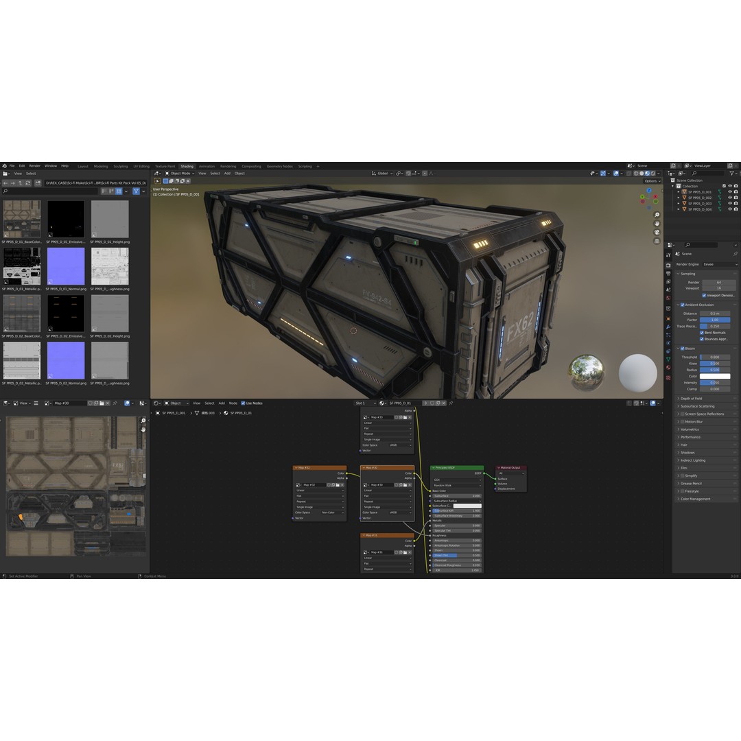 Sci-Fi Container Type D 3D Model – Low Poly PBR Asset, FBX/Blender - View 9