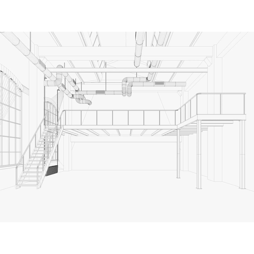 Loft Interior 3D Model – Industrial Living Room Scene, FBX, Blender - View 13