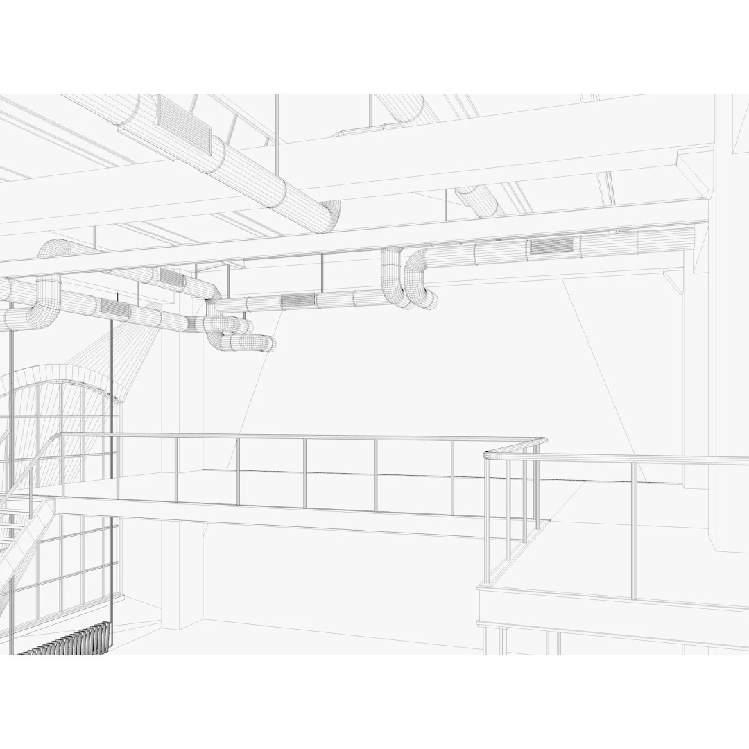 Loft Interior 3D Model – Industrial Living Room Scene, FBX, Blender - View 15