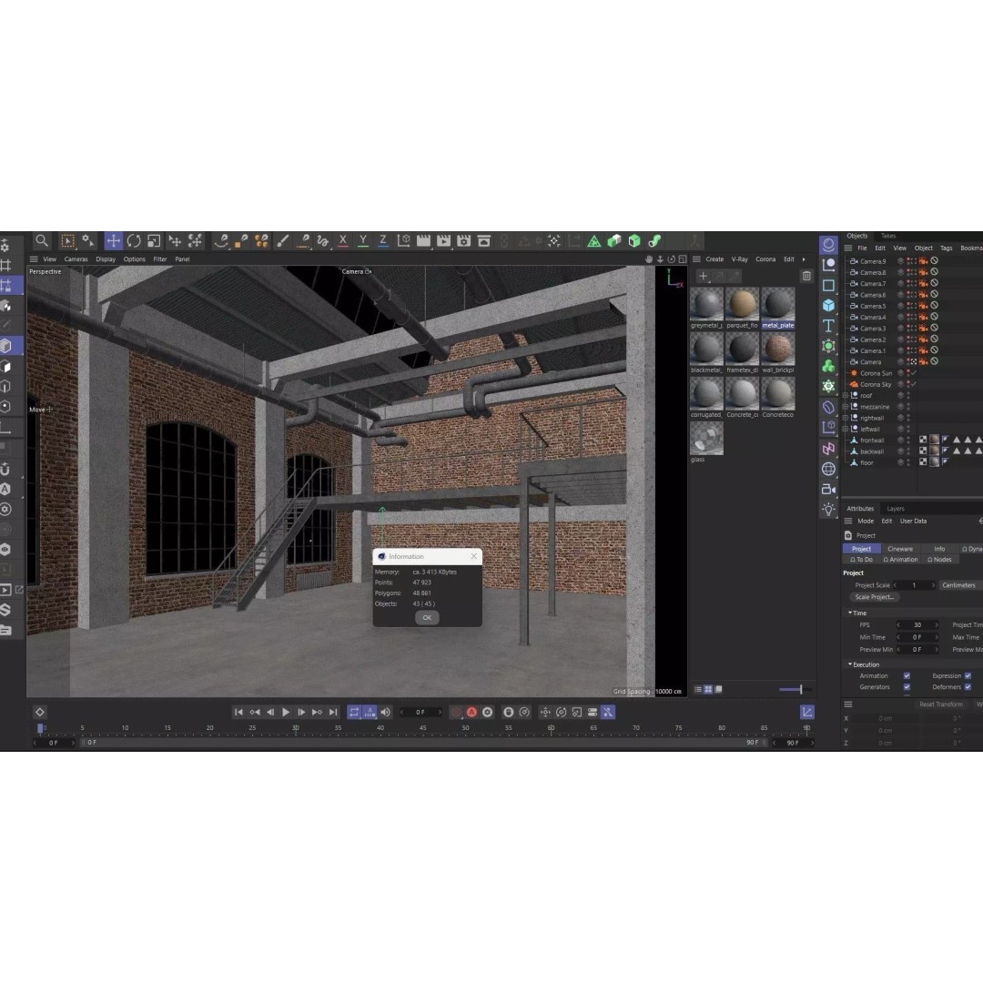Loft Interior 3D Model – Industrial Living Room Scene, FBX, Blender - View 19
