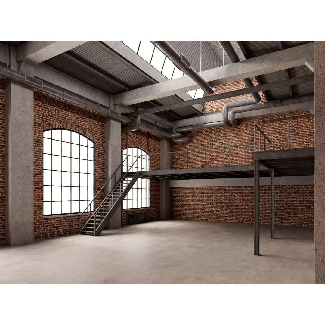 Loft Interior 3D Model – Industrial Living Room Scene, FBX, Blender - View 2
