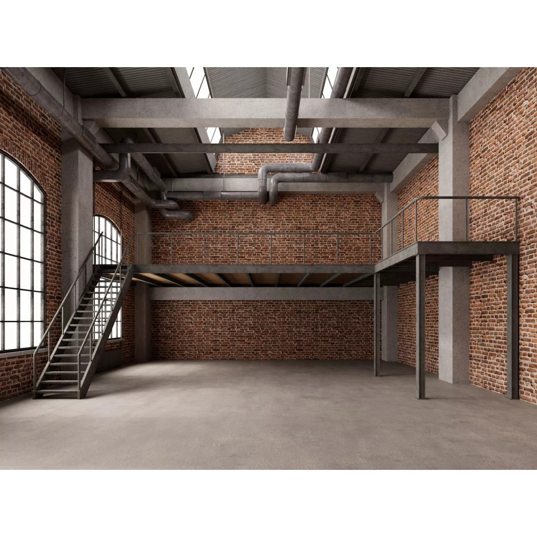 Loft Interior 3D Model – Industrial Living Room Scene, FBX, Blender - View 3
