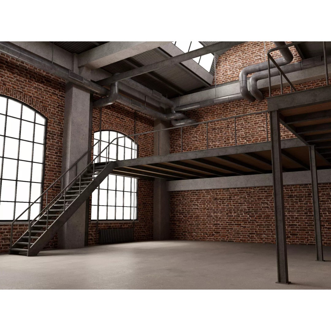 Loft Interior 3D Model – Industrial Living Room Scene, FBX, Blender - View 5