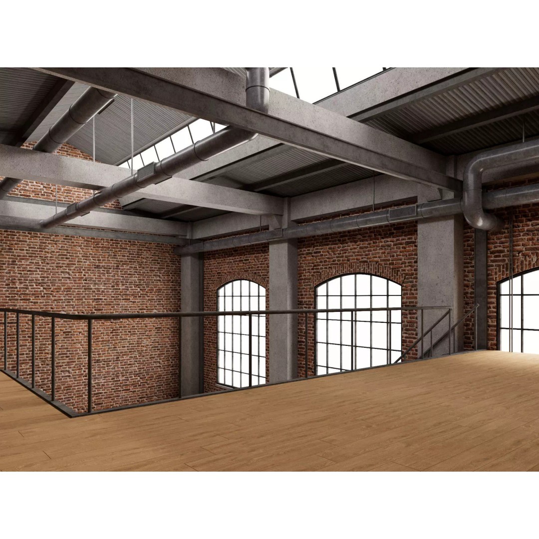 Loft Interior 3D Model – Industrial Living Room Scene, FBX, Blender - View 8