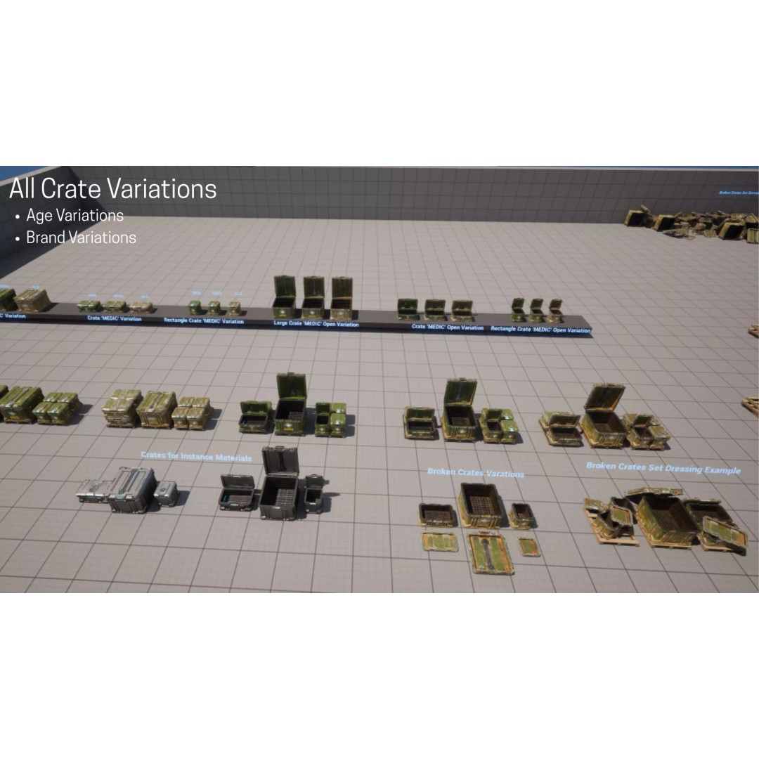 Military Crates 3D Model – Low Poly Game Asset with PBR Textures