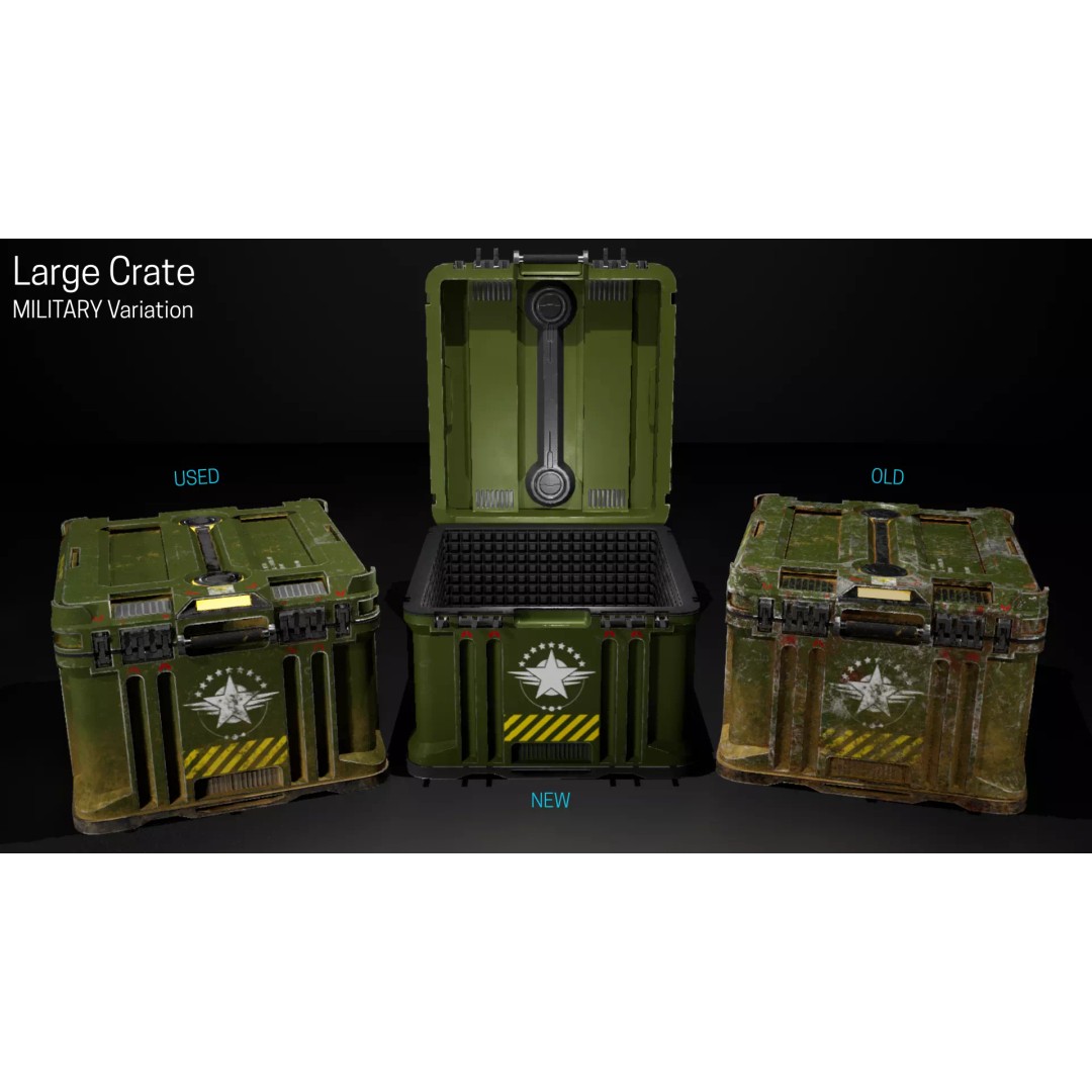 Military Crates 3D Model – Low Poly Game Asset with PBR Textures - View 8