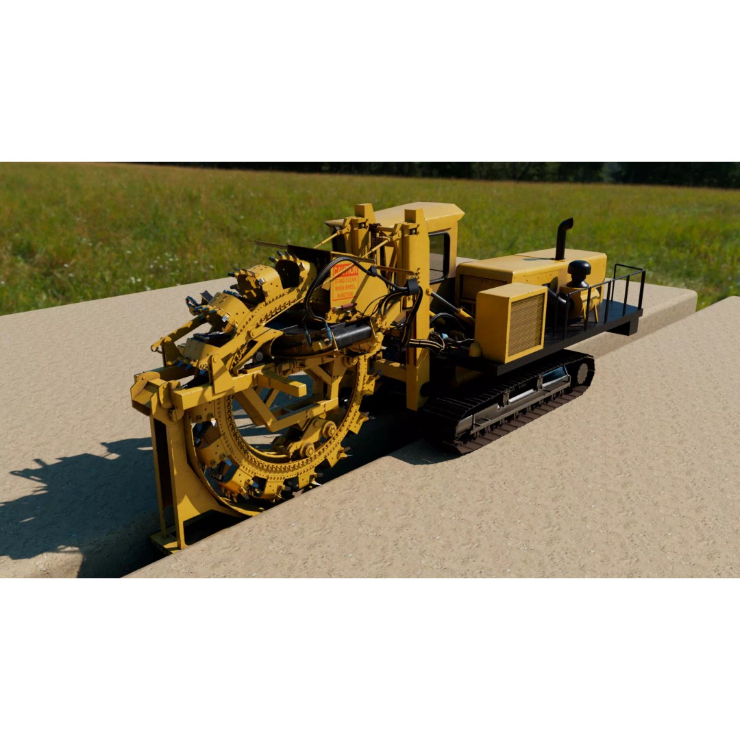 Wheel Trencher 3D Model – Low Poly Industrial Vehicle, FBX, PBR - View 11