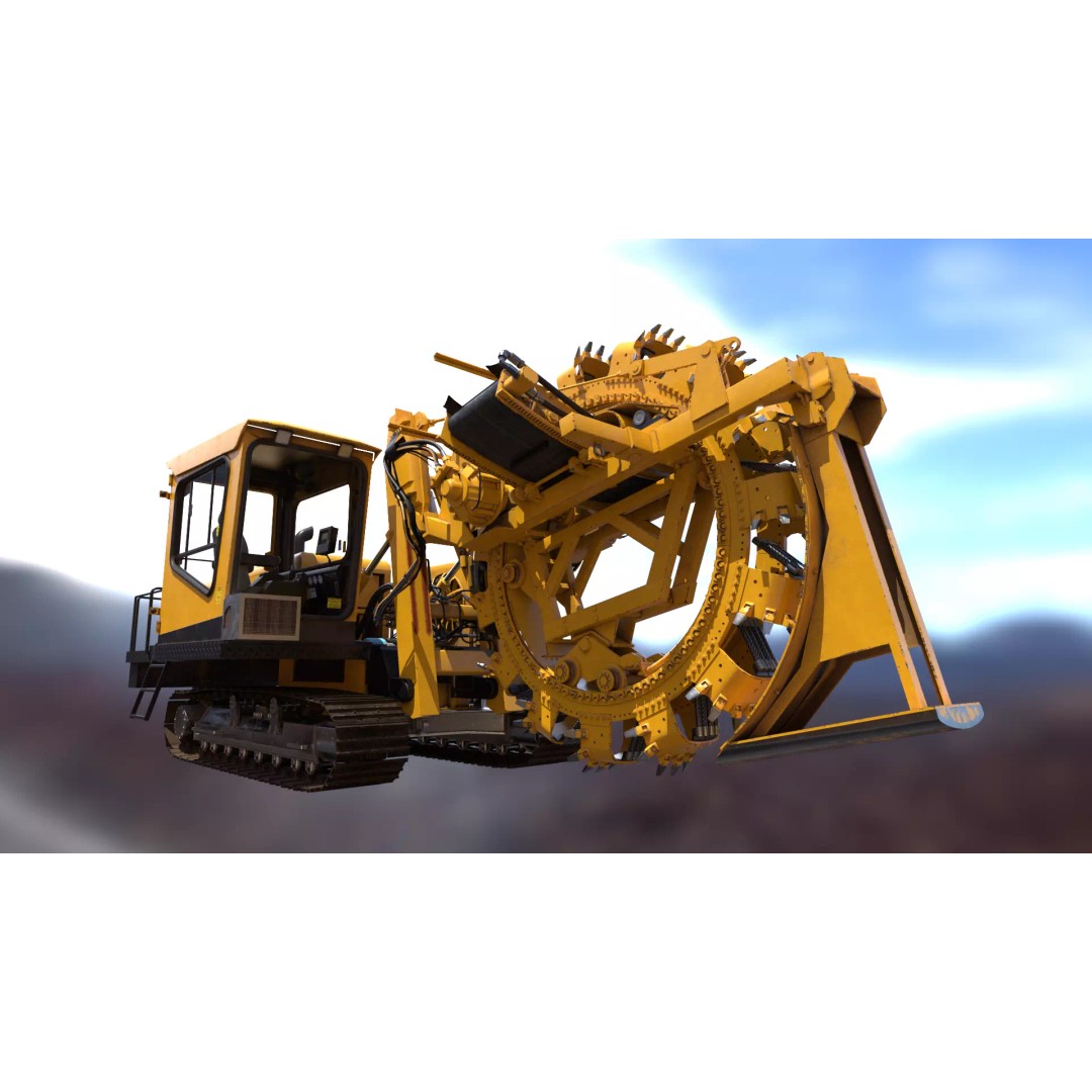 Wheel Trencher 3D Model – Low Poly Industrial Vehicle, FBX, PBR - View 14