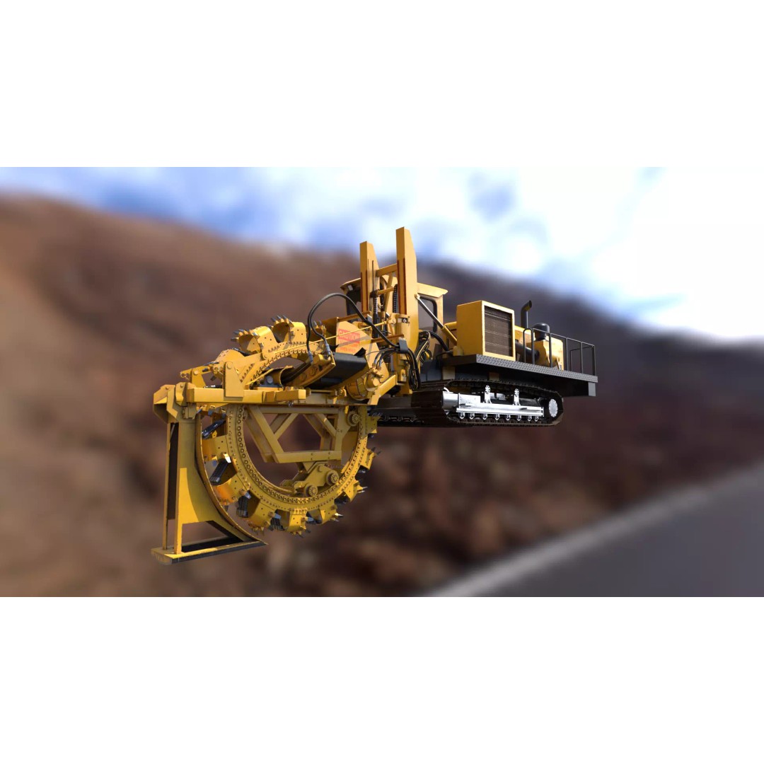 Wheel Trencher 3D Model – Low Poly Industrial Vehicle, FBX, PBR - View 15