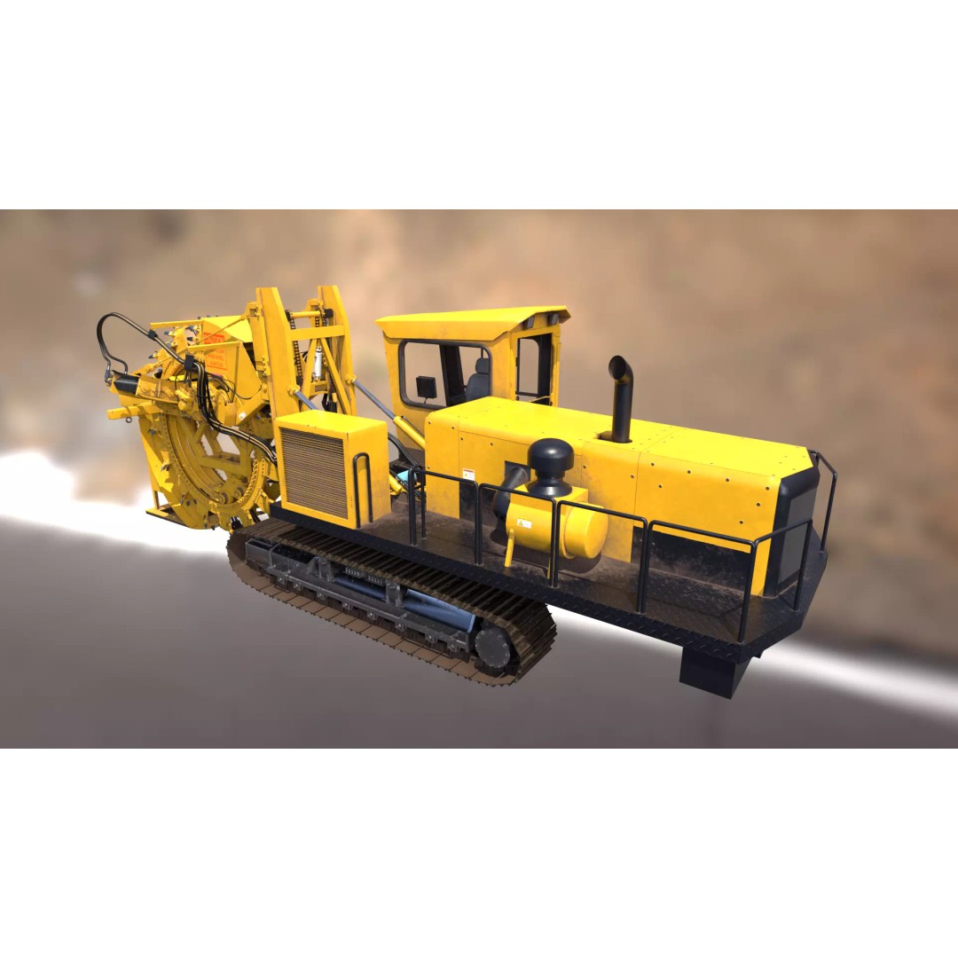 Wheel Trencher 3D Model – Low Poly Industrial Vehicle, FBX, PBR - View 16