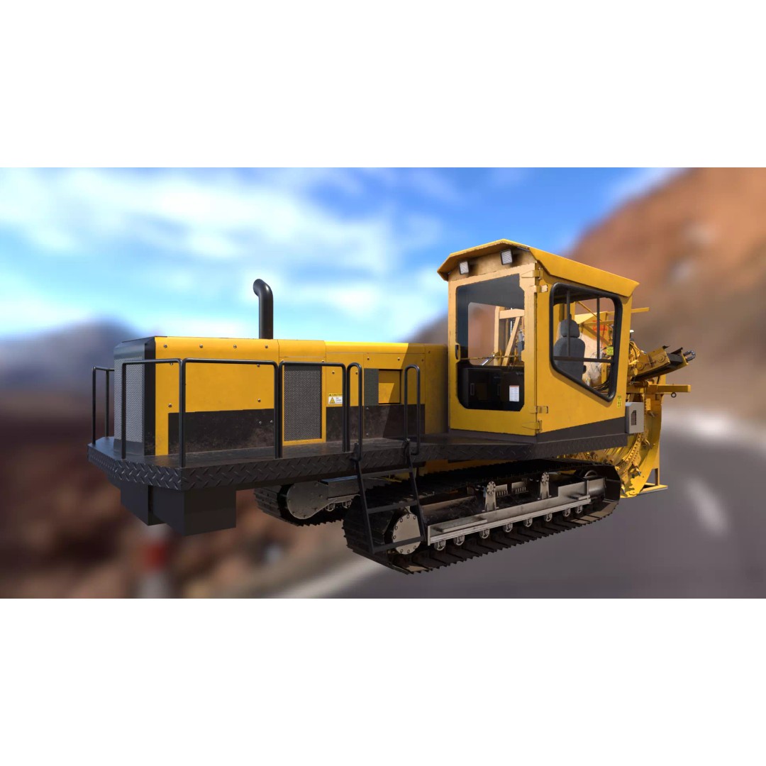 Wheel Trencher 3D Model – Low Poly Industrial Vehicle, FBX, PBR - View 17