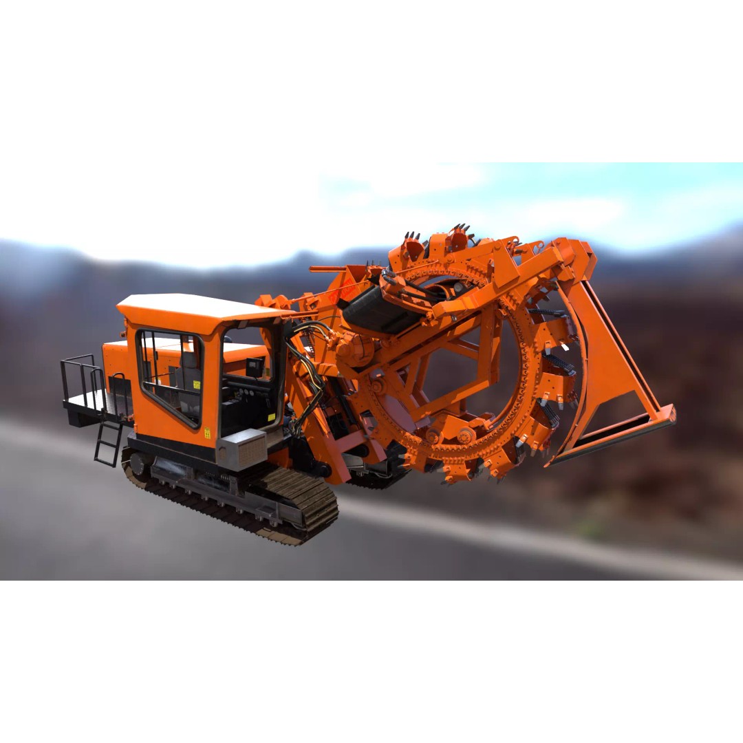 Wheel Trencher 3D Model – Low Poly Industrial Vehicle, FBX, PBR - View 18