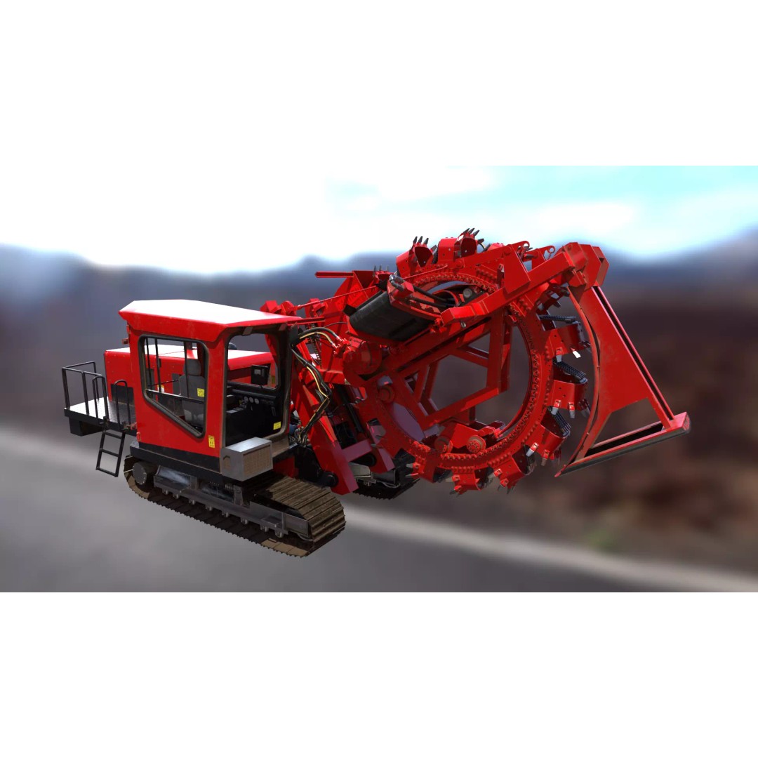 Wheel Trencher 3D Model – Low Poly Industrial Vehicle, FBX, PBR - View 19
