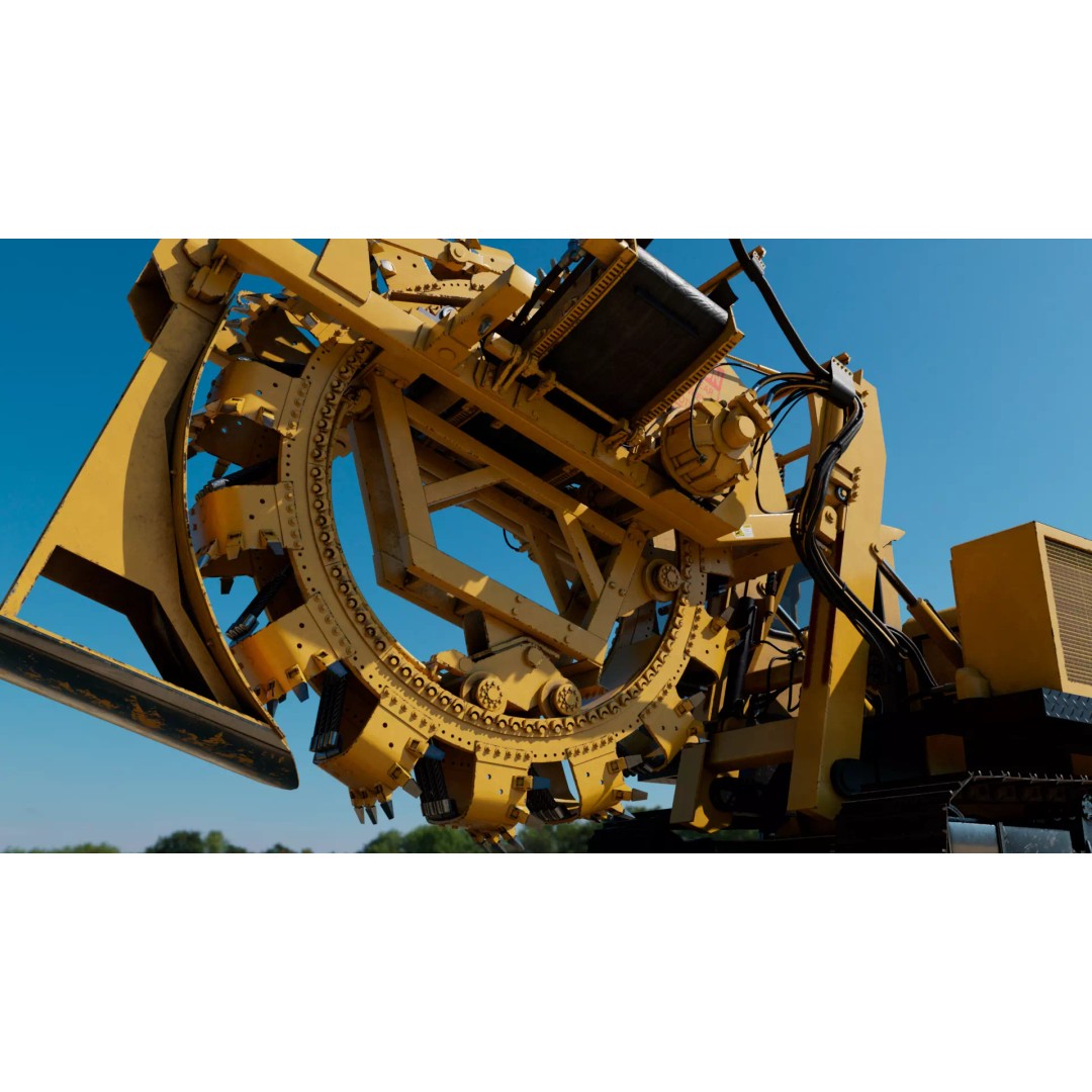 Wheel Trencher 3D Model – Low Poly Industrial Vehicle, FBX, PBR - View 2