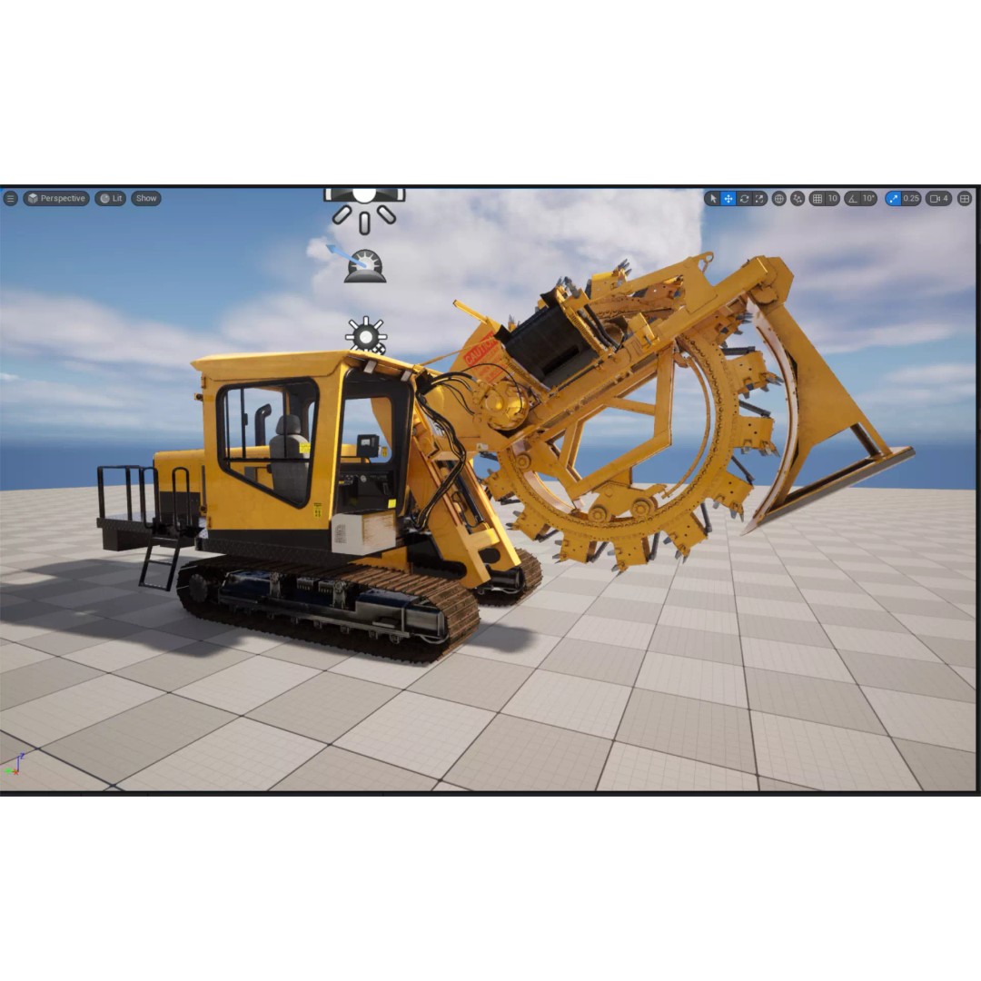 Wheel Trencher 3D Model – Low Poly Industrial Vehicle, FBX, PBR - View 22