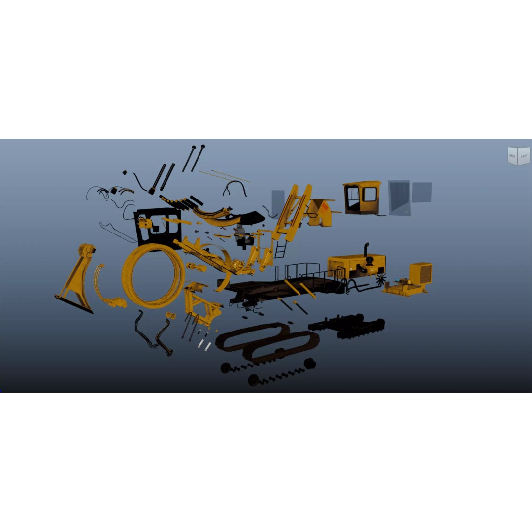 Wheel Trencher 3D Model – Low Poly Industrial Vehicle, FBX, PBR - View 23