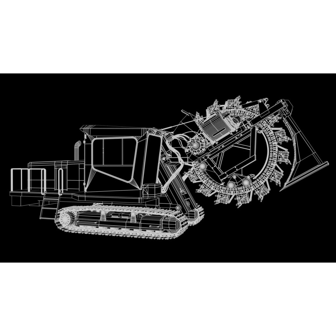 Wheel Trencher 3D Model – Low Poly Industrial Vehicle, FBX, PBR - View 24