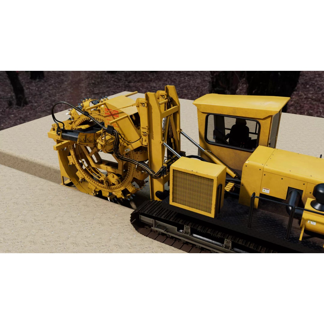 Wheel Trencher 3D Model – Low Poly Industrial Vehicle, FBX, PBR - View 7