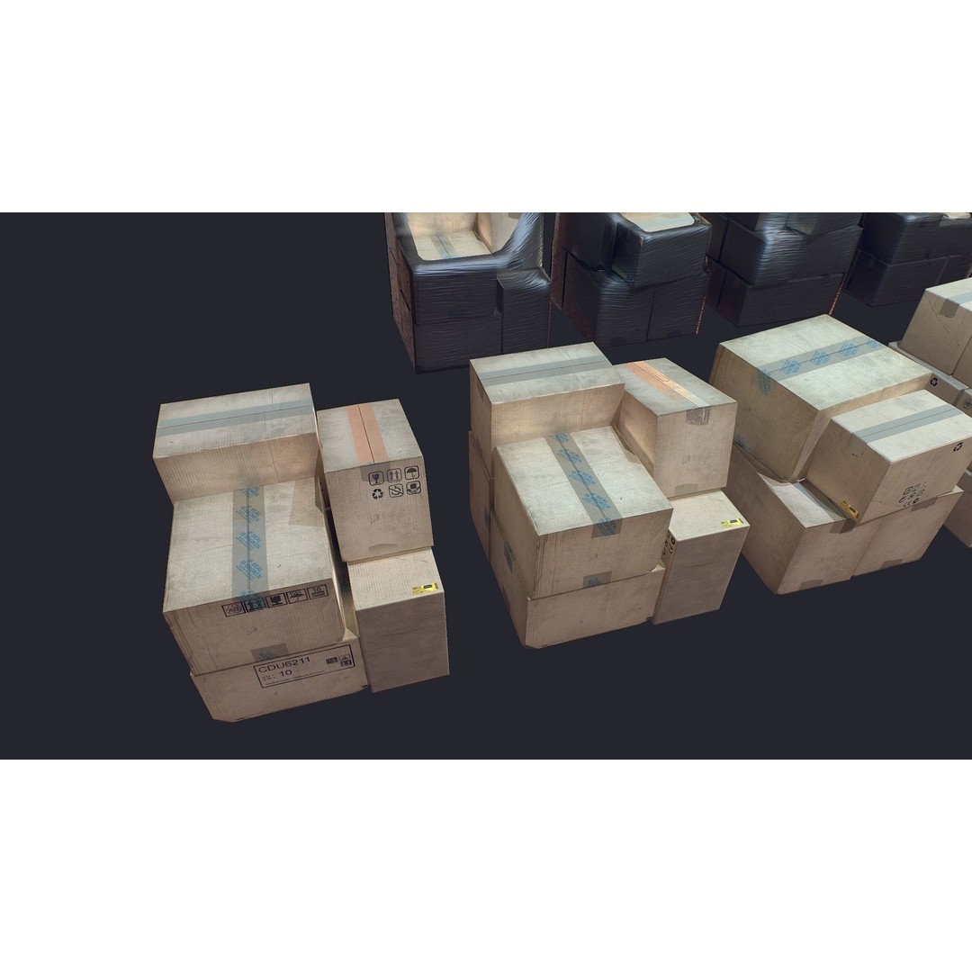Carton Box 3D Model – Low Poly Game Asset, FBX, Ready for Shipping - View 7