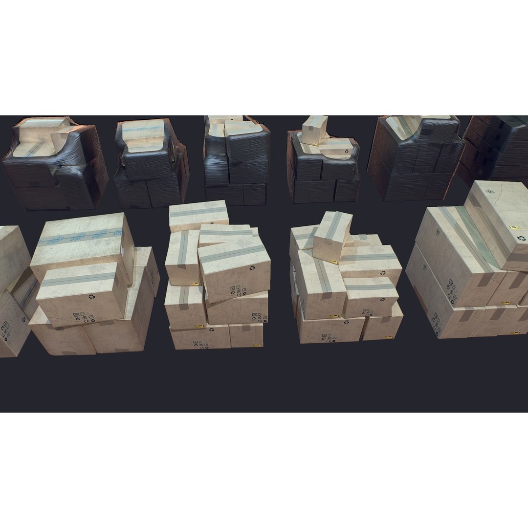 Carton Box 3D Model – Low Poly Game Asset, FBX, Ready for Shipping - View 8