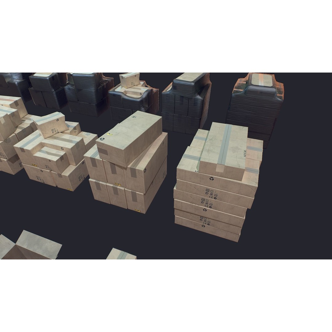Carton Box 3D Model – Low Poly Game Asset, FBX, Ready for Shipping - View 9