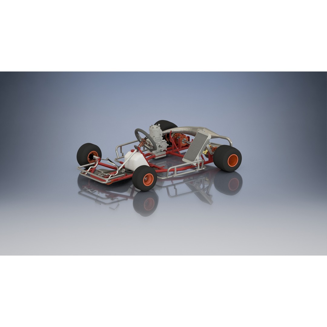 Racing Go-Kart 3D Model – Highly Detailed Vehicle Asset, OBJ & STEP - View 3