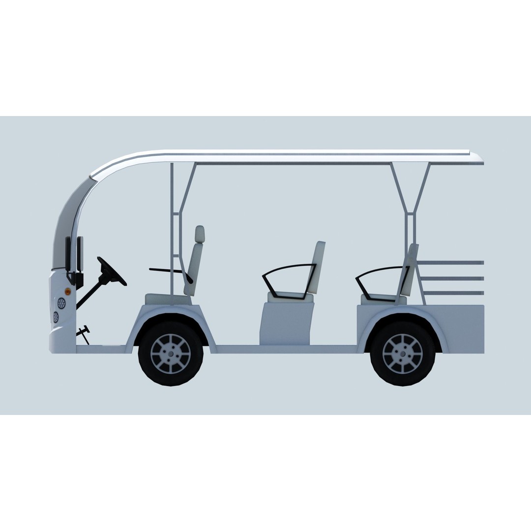 Electric Buggy Golf Cart 3D Model – Low Poly Game Asset, FBX - View 11
