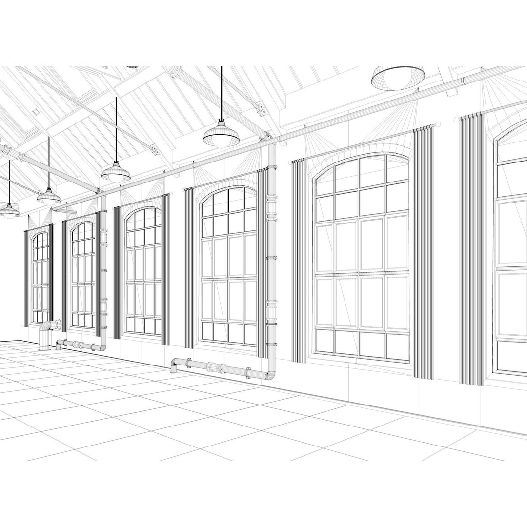 Loft Warehouse 3D Model – Vintage Office Interior, Cinema4D & FBX - View 14