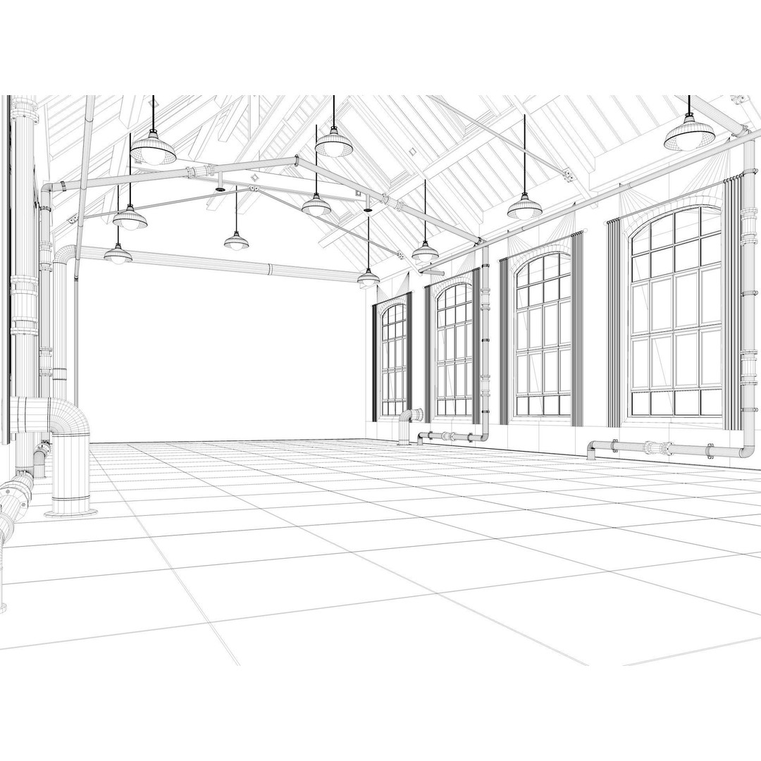 Loft Warehouse 3D Model – Vintage Office Interior, Cinema4D & FBX - View 16