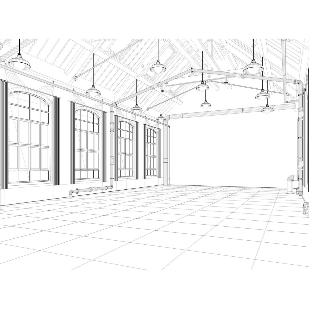 Loft Warehouse 3D Model – Vintage Office Interior, Cinema4D & FBX - View 17