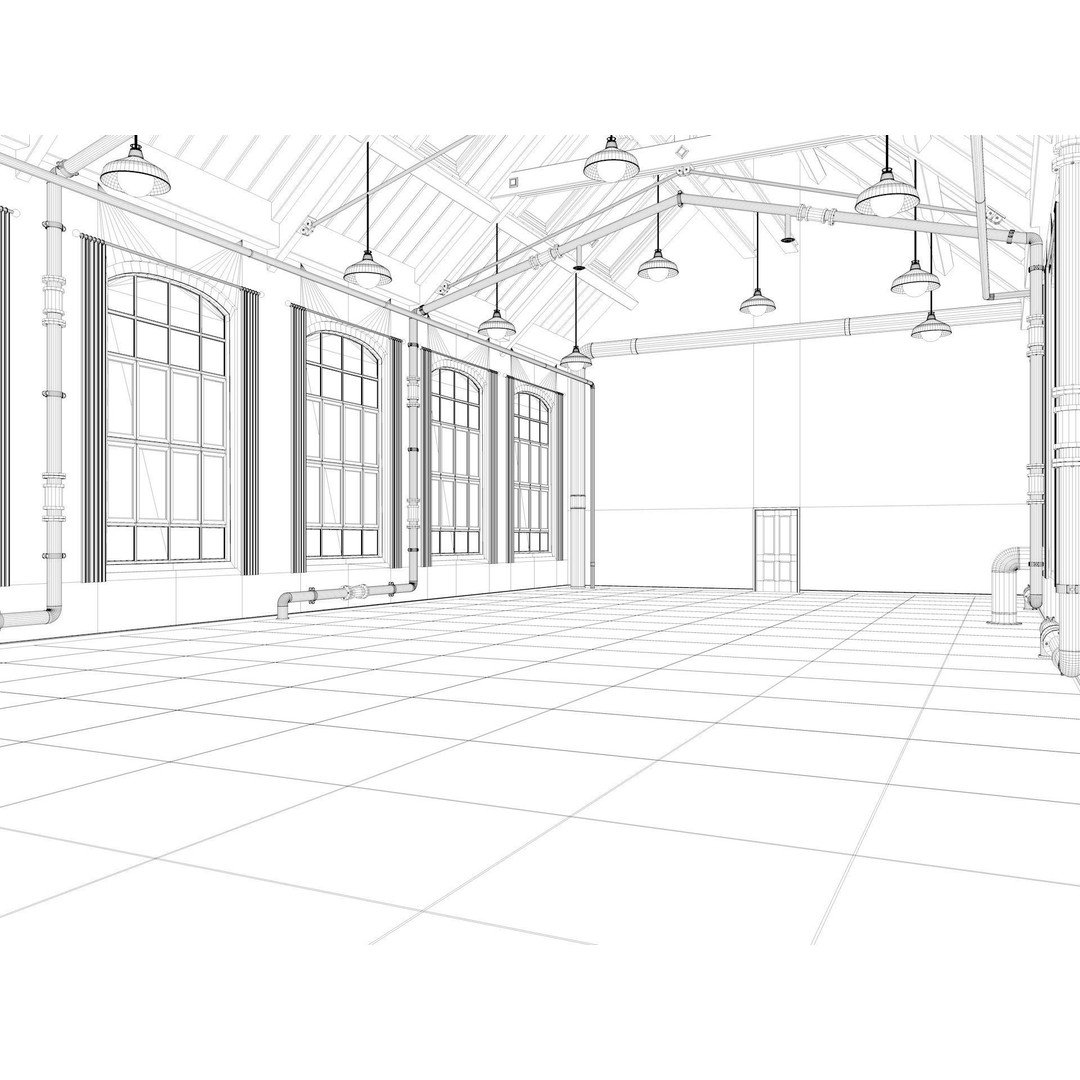 Loft Warehouse 3D Model – Vintage Office Interior, Cinema4D & FBX - View 20