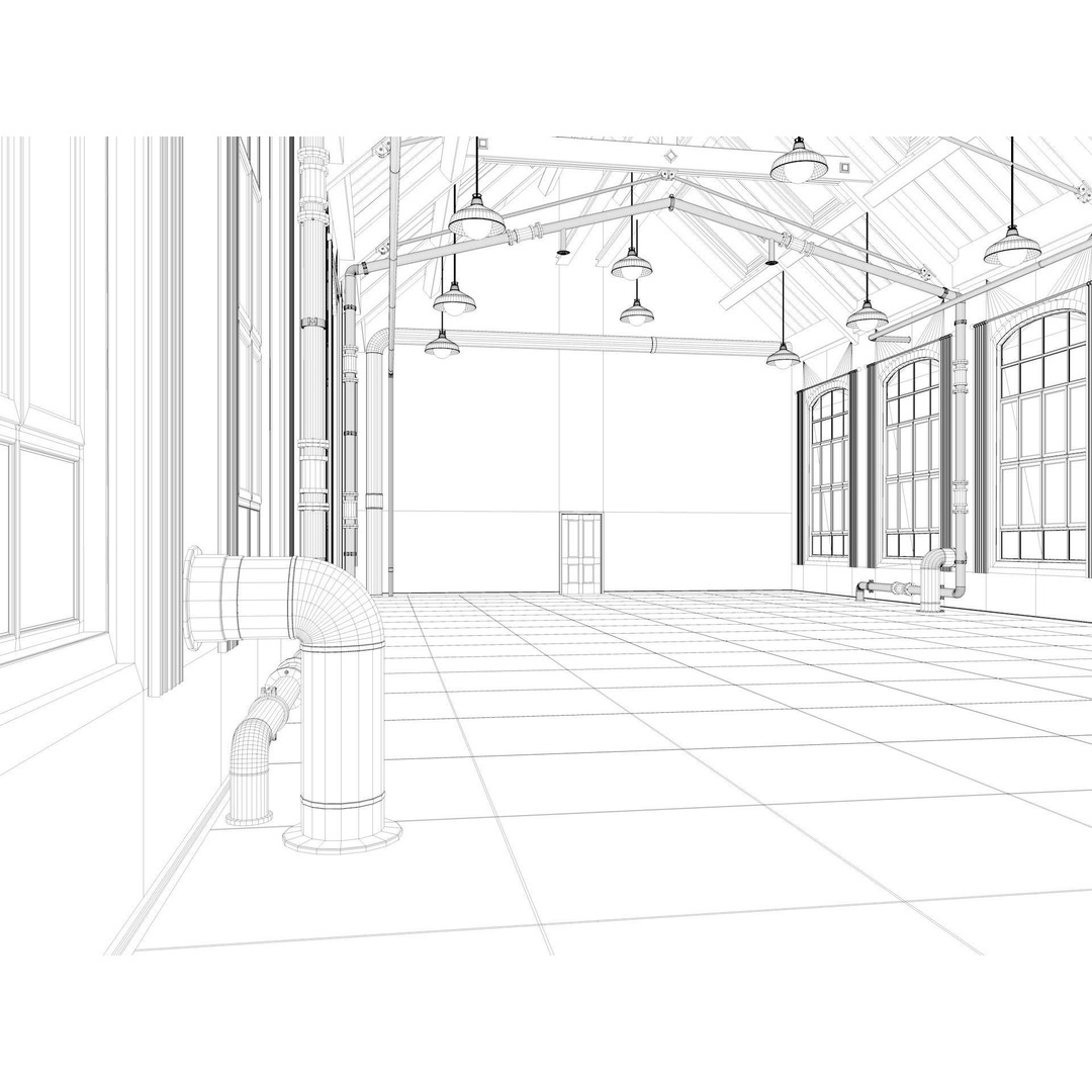 Loft Warehouse 3D Model – Vintage Office Interior, Cinema4D & FBX - View 21