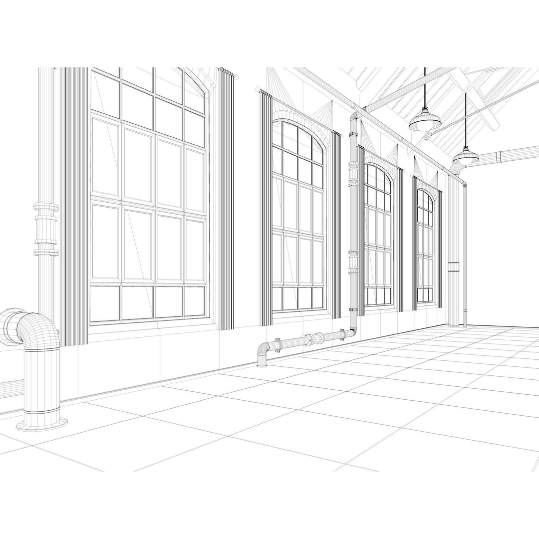 Loft Warehouse 3D Model – Vintage Office Interior, Cinema4D & FBX - View 22