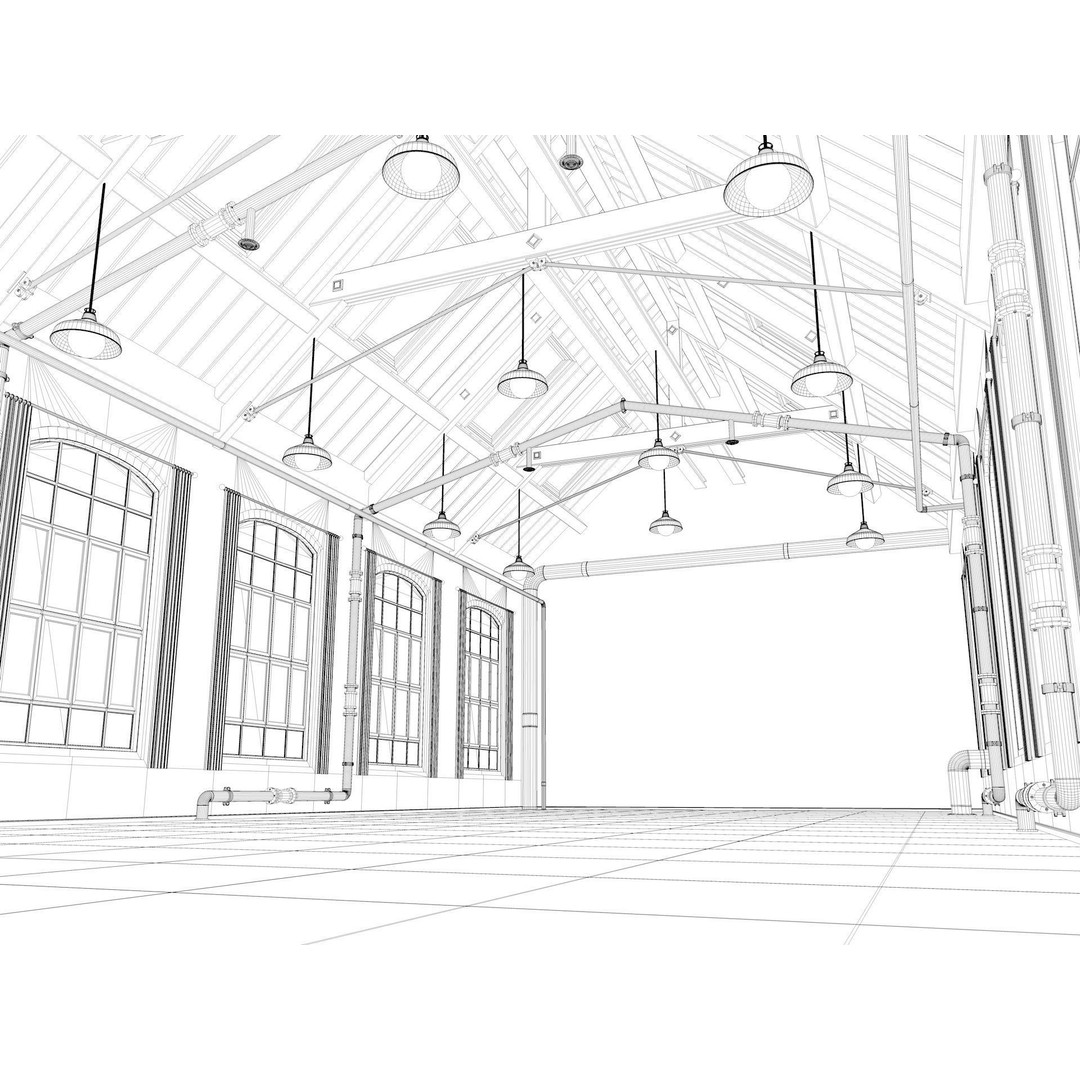 Loft Warehouse 3D Model – Vintage Office Interior, Cinema4D & FBX - View 23