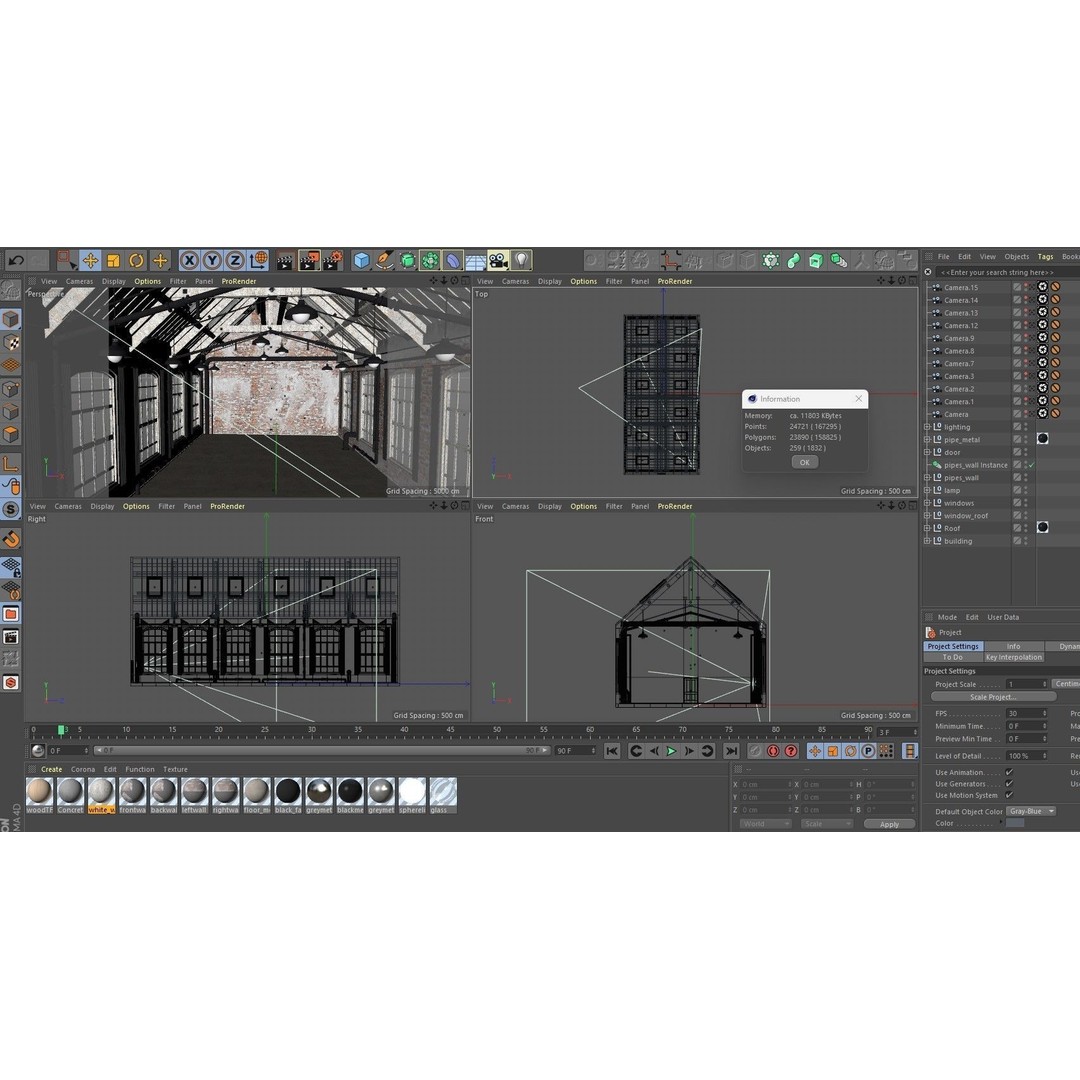 Loft Warehouse 3D Model – Vintage Office Interior, Cinema4D & FBX - View 25