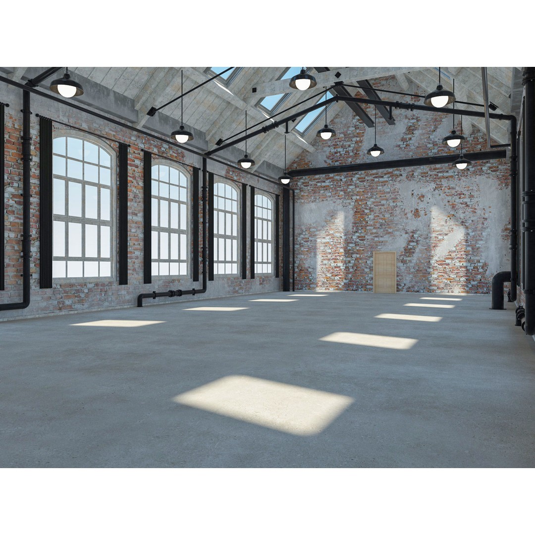 Loft Warehouse 3D Model – Vintage Office Interior, Cinema4D & FBX - View 3