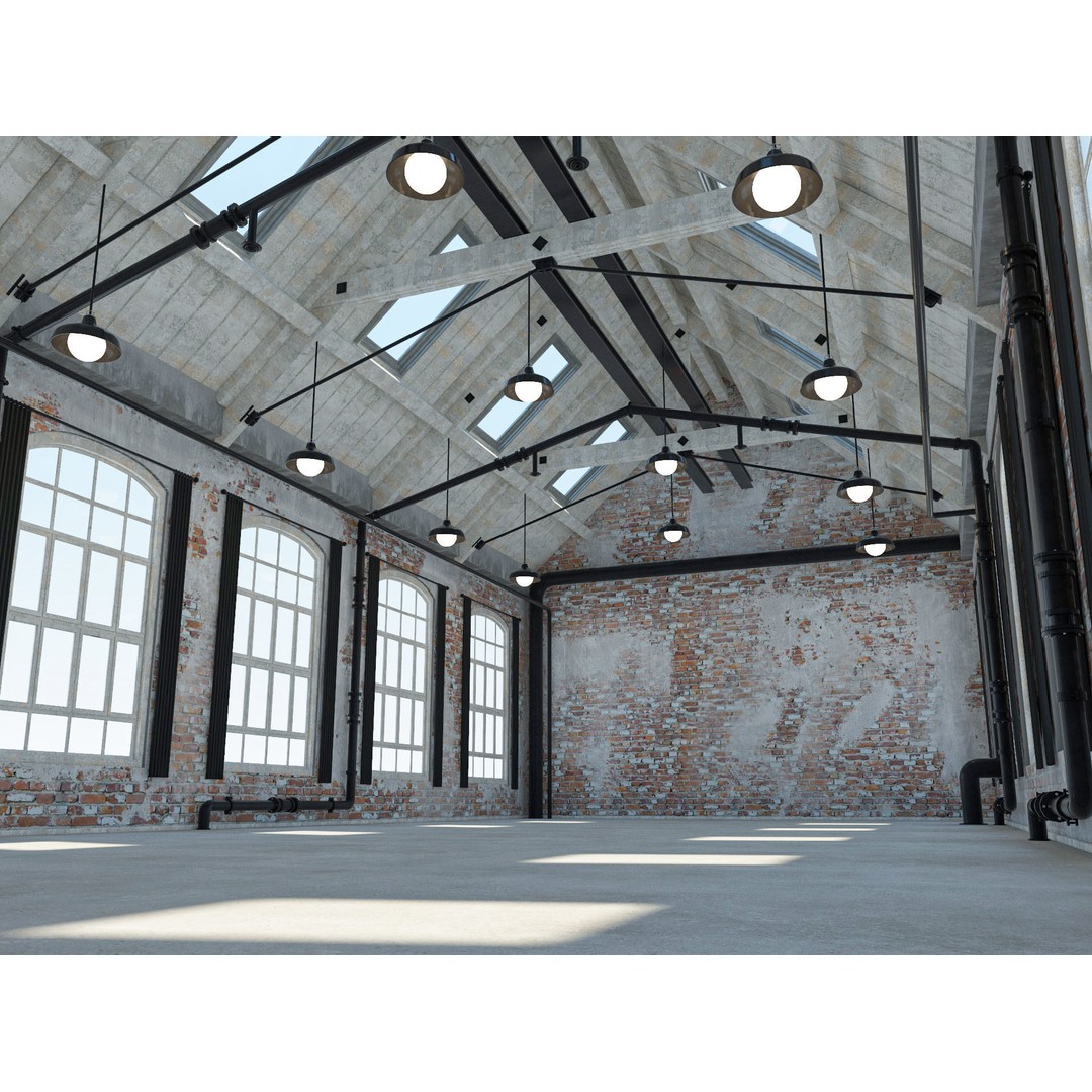 Loft Warehouse 3D Model – Vintage Office Interior, Cinema4D & FBX - View 4