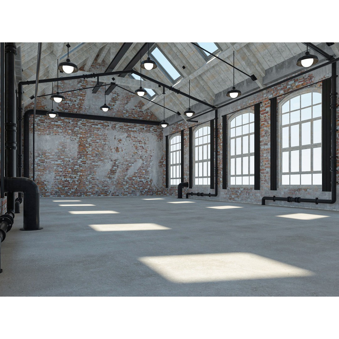 Loft Warehouse 3D Model – Vintage Office Interior, Cinema4D & FBX - View 6