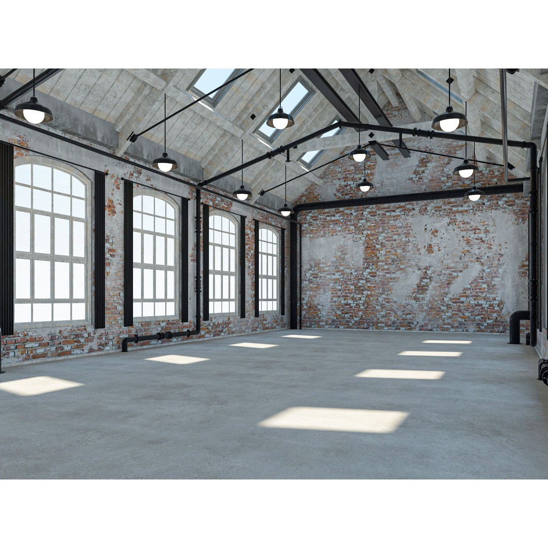 Loft Warehouse 3D Model – Vintage Office Interior, Cinema4D & FBX - View 7
