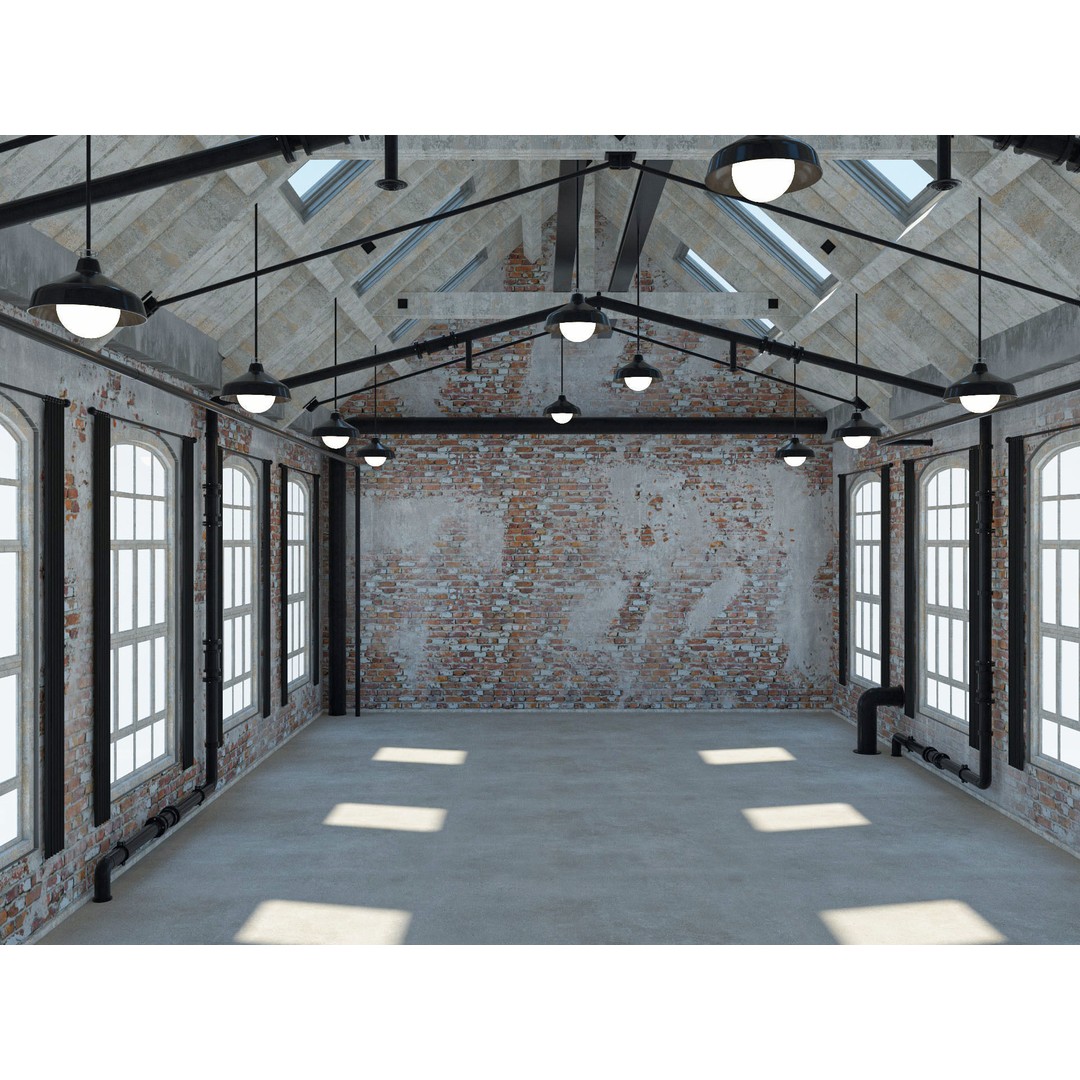 Loft Warehouse 3D Model – Vintage Office Interior, Cinema4D & FBX - View 9