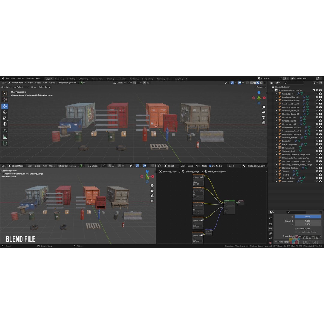 Abandoned Warehouse 3D Model – High-Quality Asset Pack, FBX, Blender
